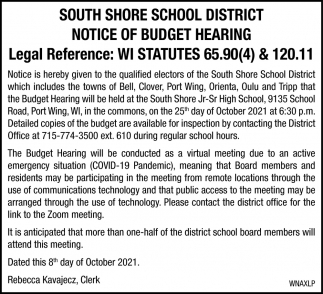 Notice Of Budget Hearing