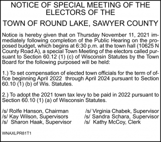 Notice of Special Meeting fo The Electros