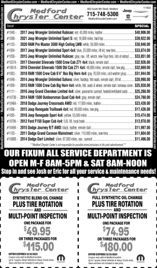 Our Fixum All Service Department Is Open