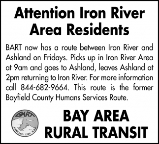 Attention Iron River Area Residents