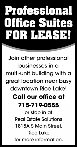 Professional Office Suites For Lease!