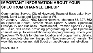 Important Information About Your Spectrum Channel Lineup