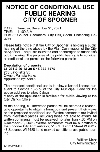 Notice Of Conditional Use