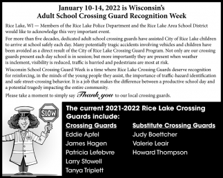 Adult School Crossing Guard Recognition Week
