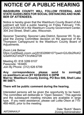 Notice of A Public Hearing