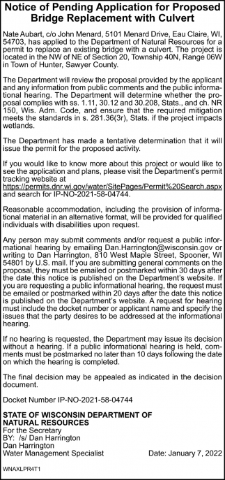 Notice Of Pending Application