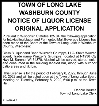 Notice of Liquor License Original Application