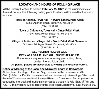 Location and Hours of Polling Place