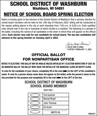 Notice of School Board Spring Election