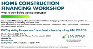 Home Construction Financing Workshop