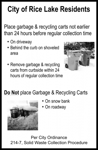 Do Not Place Garbage & Recycling Carts