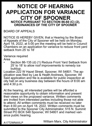 Notice of hearing
