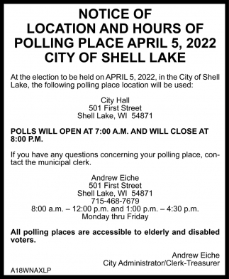 Notice Of Location And Hours Of Polling Place