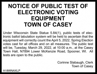 Notice Of Public Test Of Electronic Voting Equipment