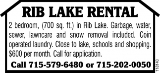 Rib Lake Rental