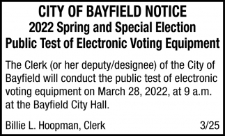 2022 Spring and Special Election Public Test of Electronic Voting Equipment
