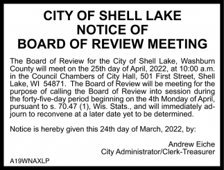 Notice Of Board Of Review Meeting