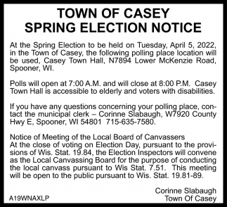 Spring Election Notice