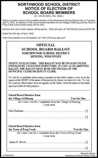 Notice Of Election Of School Board Members