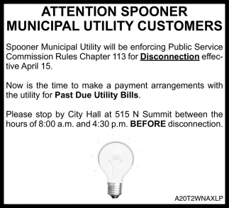 Attention Spooner Municipal Utility ustomers