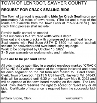 Request for Crack Sealing Bids