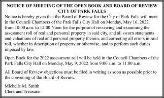Notice Of Meeting Of The Open Book