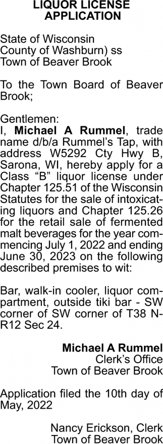 Liquor License Application