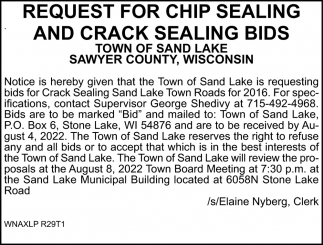 Request For Chip Sealing and Crack Sealing Bids