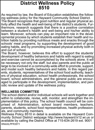 District Wellness Policy