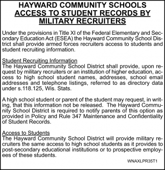 Access To Student Records by Military Recreuiter