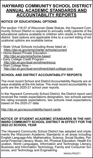 Annual Academic Standards and Accountability Reports