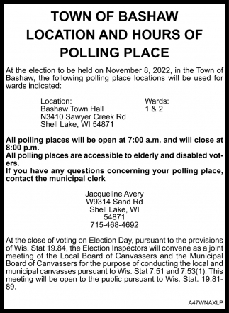 Location and Hours of Polling Place