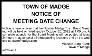Notice of Meeting Date Change