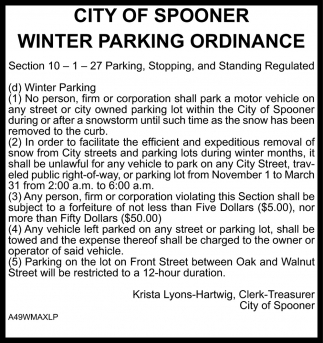 Winter Parking Ordinance
