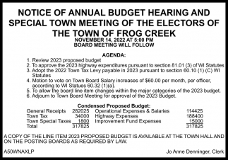 Notice of Annual Budget Hearing