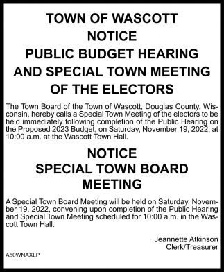 Notice of Public Budget Hearing
