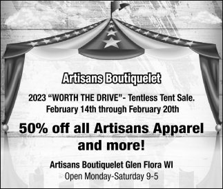 50% OFF All Artisans Apparel and More!