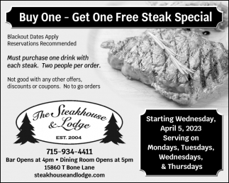 Buy One - Get One Free Steak Special