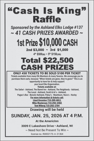 Cash Is King Raffle (January 25, 2025)