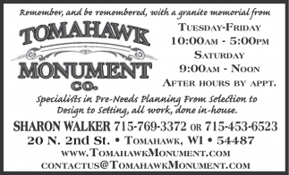 Tomahawk Monument Co.