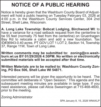 Washburn County Board of Adjustment 