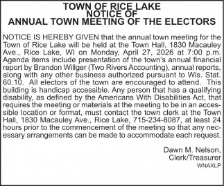 Town Of Rice Lake