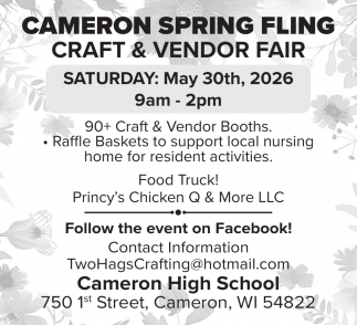 Cameron Spring Fling Craft & Vendor Fair (May 30, 2026)