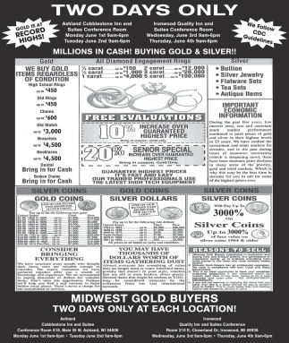 Midwest Gold Buyers (June 1-6, 2026)
