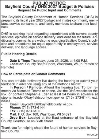 Bayfield County Department of Human Services