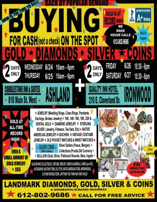 Landmark Diamonds, Gold, Silver & Coin Event at Cobblestone In & Suites (June 24-27, 2026)