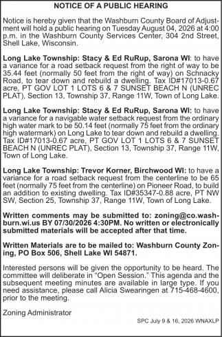 Washburn County Board of Adjustment 