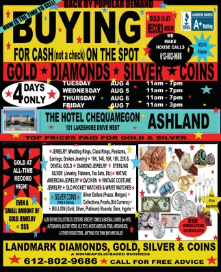 Landmark Diamonds, Gold, Silver & Coin Event at Cobblestone In & Suites (August 4-7, 2026)