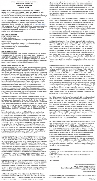 Sawyer County Zoning Committee