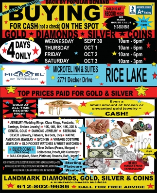 Landmark Diamonds, Gold, Silver & Coin Event at Microtel Inn & Suites